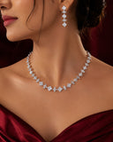Silver Finish American Diamond Tennis Necklace Set for Women