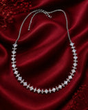 Silver Finish American Diamond Tennis Necklace Set for Women