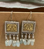 Dual tone hang earrings with beads