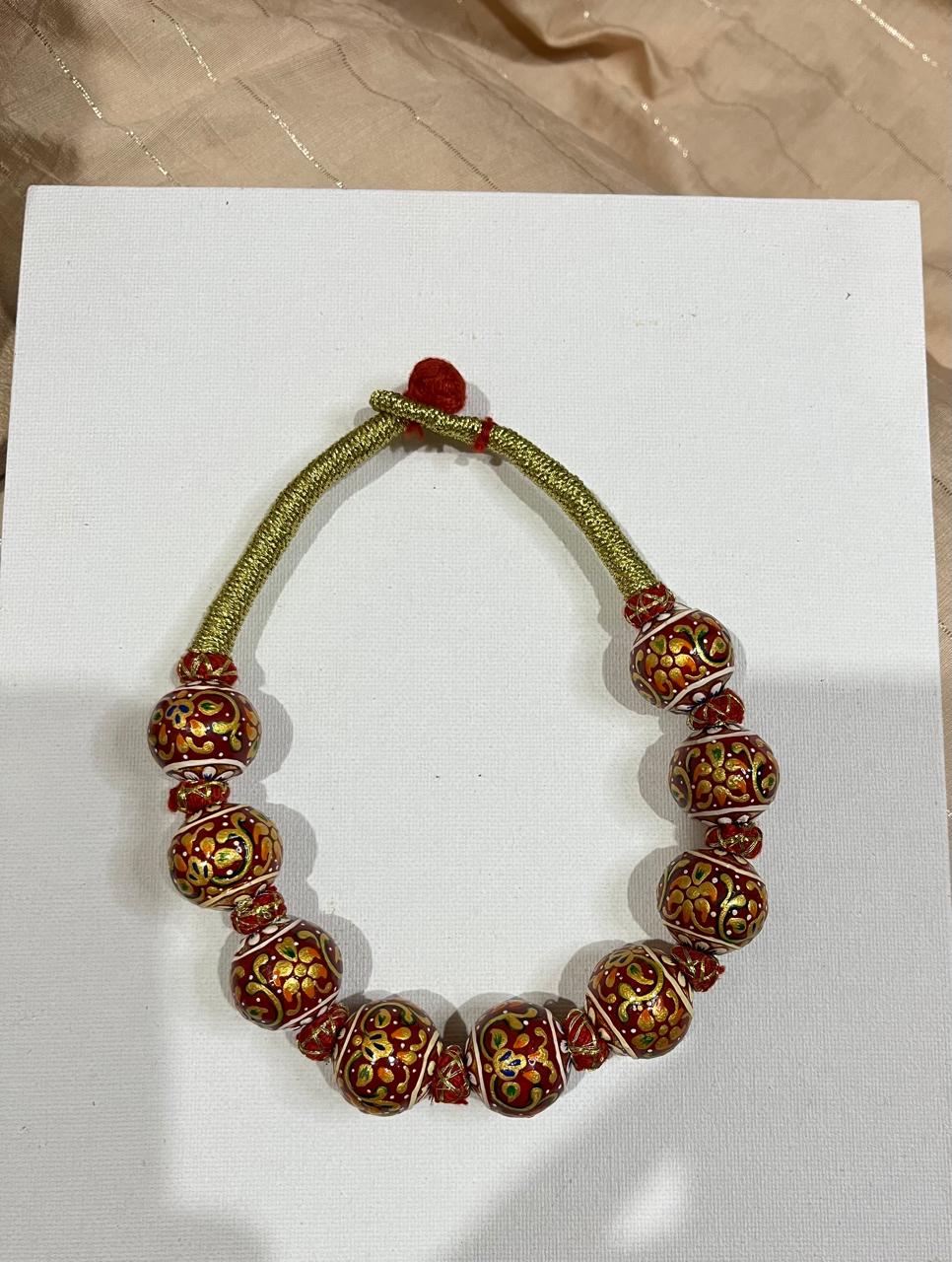 Hand painted beads choker with earrings